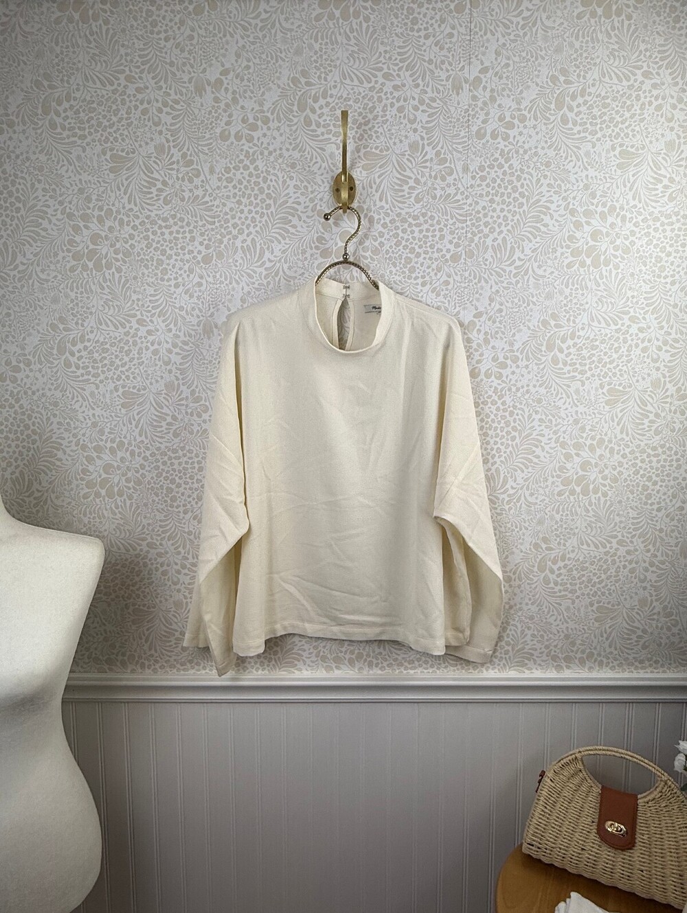Madewell Cream Moderne Billowy Mock-neck Blouse - Size - XL